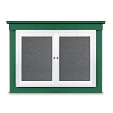 60x36 2-Door Enclosed Outdoor Letterboard,Hdr,Green Felt/Bronze